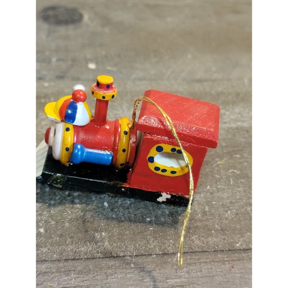Wooden clown train AS IS Xmas ornament smiling - Picture 5 of 7